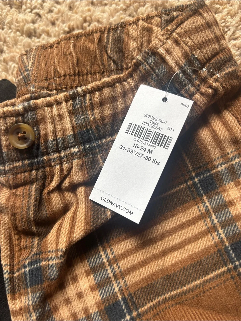 Old Navy Baby Joggers - Black, Gray, Cream & Brown Plaid